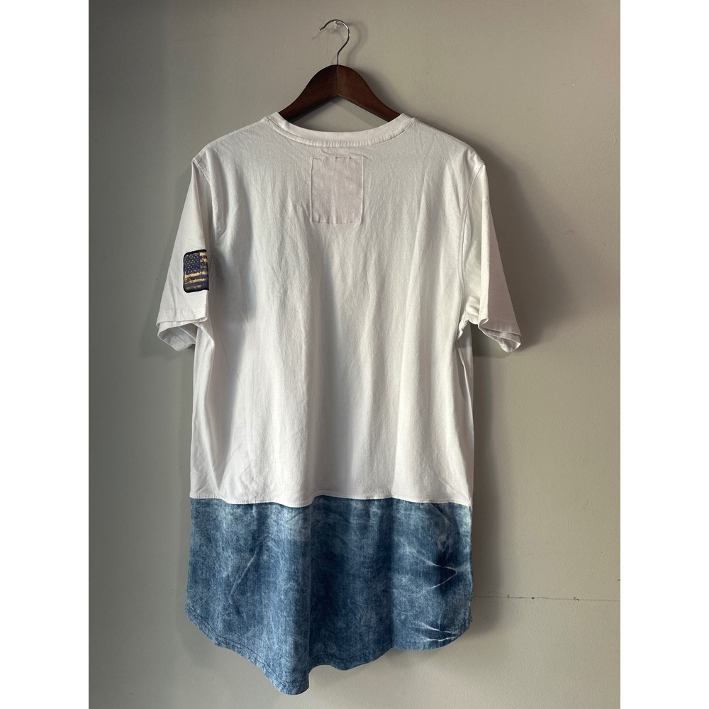 Heritage by America Mens Streetwear Longline Distressed Zip Shirt White 2X - Picture 2 of 6